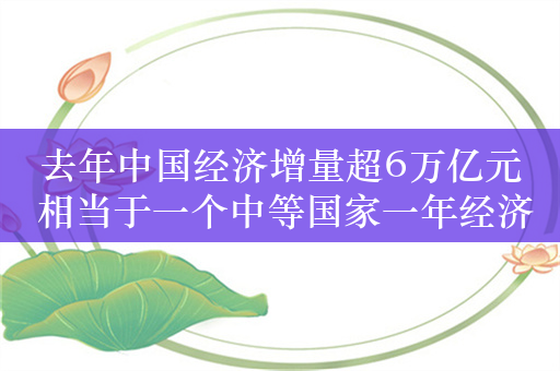 去年中国经济增量超6万亿元 相当于一个中等国家一年经济总量