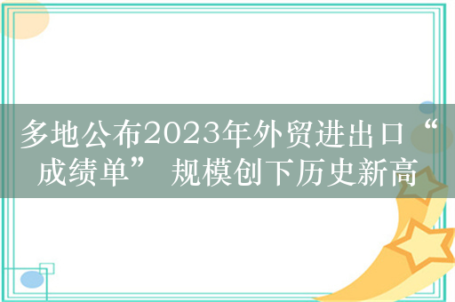 多地公布2023年外贸进出口“成绩单” 规模创下历史新高