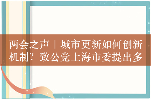 两会之声｜城市更新如何创新机制？致公党上海市委提出多项建议