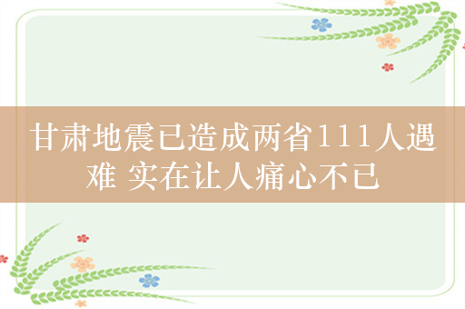 甘肃地震已造成两省111人遇难 实在让人痛心不已