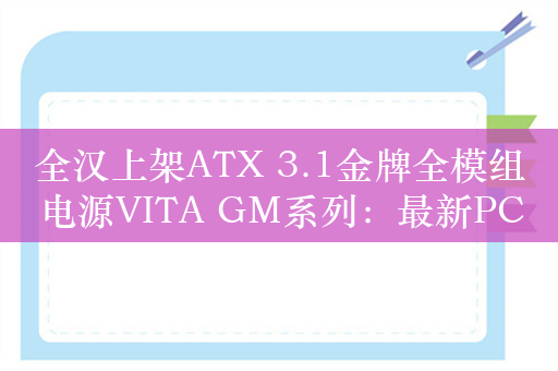 全汉上架ATX 3.1金牌全模组电源VITA GM系列：最新PCIe 5.1供电接口