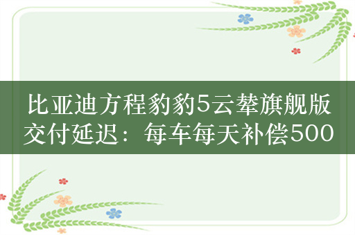 比亚迪方程豹豹5云辇旗舰版交付延迟：每车每天补偿500积分