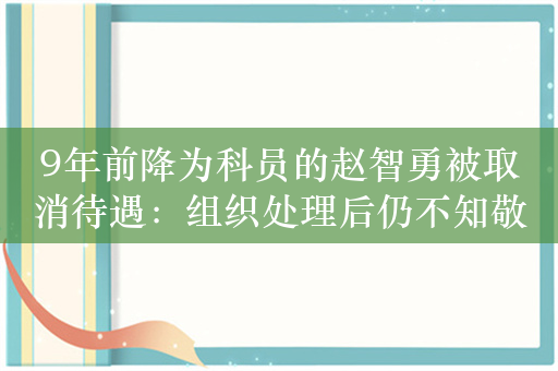 9年前降为科员的赵智勇被取消待遇：组织处理后仍不知敬畏