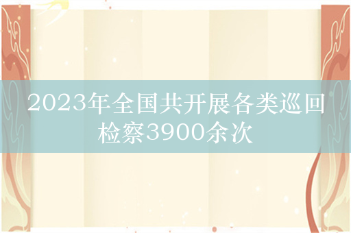 2023年全国共开展各类巡回检察3900余次