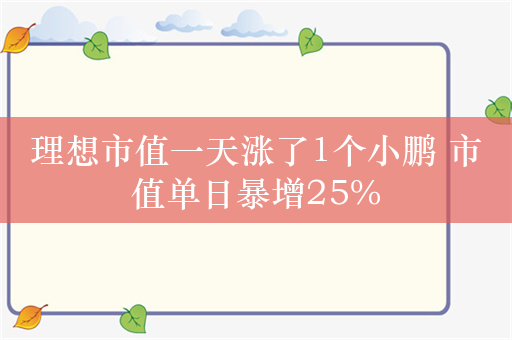 理想市值一天涨了1个小鹏 市值单日暴增25%