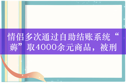 情侣多次通过自助结账系统“薅”取4000余元商品，被刑拘