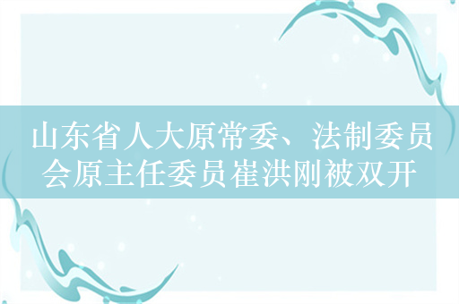 山东省人大原常委、法制委员会原主任委员崔洪刚被双开