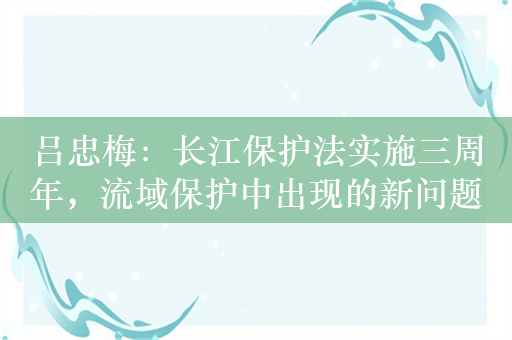 吕忠梅：长江保护法实施三周年，流域保护中出现的新问题还有待解决