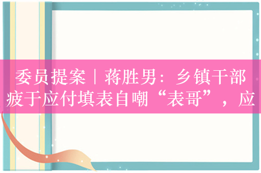 委员提案｜蒋胜男：乡镇干部疲于应付填表自嘲“表哥”，应为基层减负