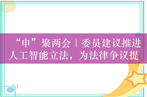 “申”聚两会｜委员建议推进人工智能立法，为法律争议提供解决方案