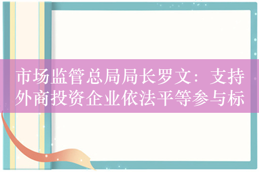 市场监管总局局长罗文：支持外商投资企业依法平等参与标准制定