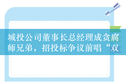 城投公司董事长总经理成贪腐师兄弟，招投标争议前唱“双簧”