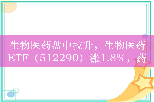 生物医药盘中拉升，生物医药ETF（512290）涨1.8%，药明康德涨8%