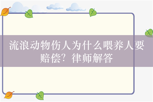 流浪动物伤人为什么喂养人要赔偿？律师解答