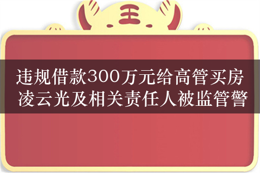 违规借款300万元给高管买房 凌云光及相关责任人被监管警示