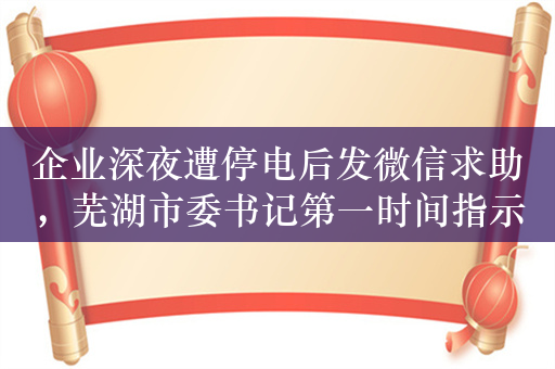 企业深夜遭停电后发微信求助，芜湖市委书记第一时间指示办理