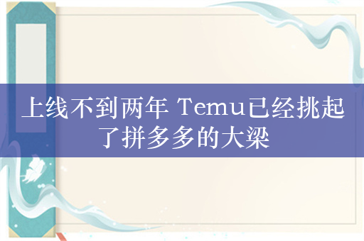 上线不到两年 Temu已经挑起了拼多多的大梁