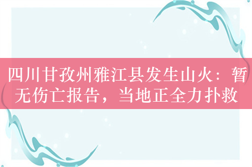 四川甘孜州雅江县发生山火：暂无伤亡报告，当地正全力扑救