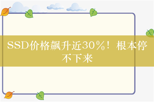 SSD价格飙升近30％！根本停不下来