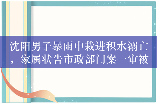 沈阳男子暴雨中栽进积水溺亡，家属状告市政部门案一审被驳回