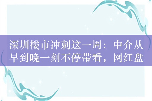 深圳楼市冲刺这一周：中介从早到晚一刻不停带看，网红盘齐开抢市场