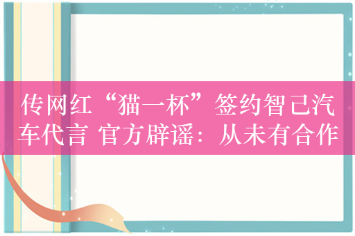 传网红“猫一杯”签约智己汽车代言 官方辟谣：从未有合作