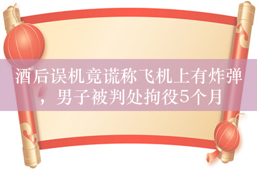 酒后误机竟谎称飞机上有炸弹，男子被判处拘役5个月