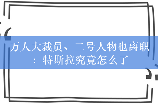 万人大裁员、二号人物也离职：特斯拉究竟怎么了