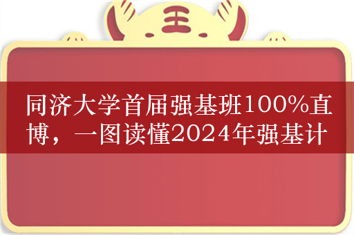 同济大学首届强基班100%直博，一图读懂2024年强基计划