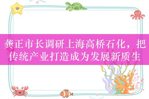 龚正市长调研上海高桥石化，把传统产业打造成为发展新质生产力的重要阵地