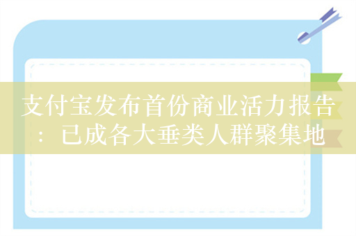 支付宝发布首份商业活力报告：已成各大垂类人群聚集地