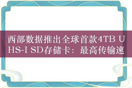 西部数据推出全球首款4TB UHS-I SD存储卡：最高传输速率达104MB/s