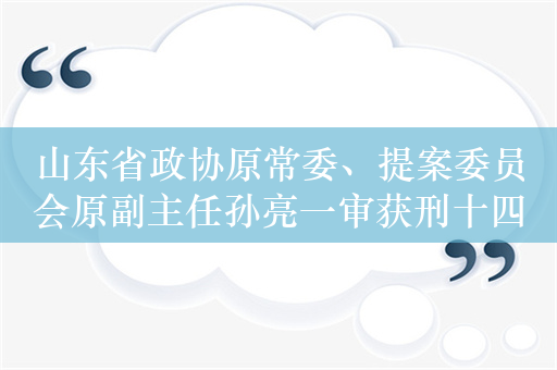 山东省政协原常委、提案委员会原副主任孙亮一审获刑十四年六个月