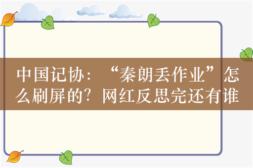 中国记协：“秦朗丢作业”怎么刷屏的？网红反思完还有谁要反思