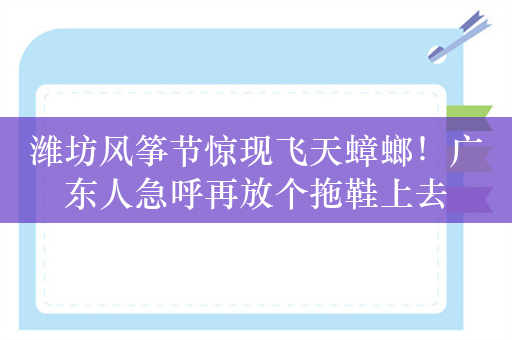 潍坊风筝节惊现飞天蟑螂！广东人急呼再放个拖鞋上去