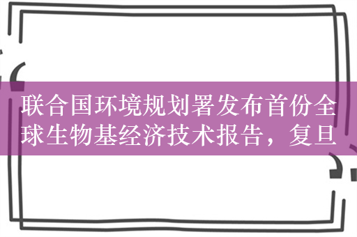 联合国环境规划署发布首份全球生物基经济技术报告，复旦学者牵头撰写