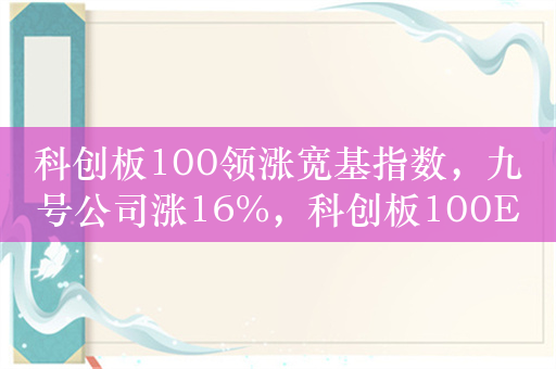 科创板100领涨宽基指数，九号公司涨16%，科创板100ETF（588120）涨1.1%