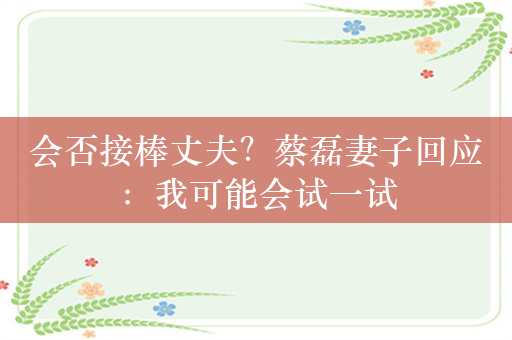 会否接棒丈夫？蔡磊妻子回应：我可能会试一试