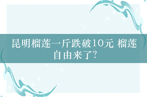 昆明榴莲一斤跌破10元 榴莲自由来了？