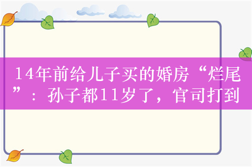 14年前给儿子买的婚房“烂尾”：孙子都11岁了，官司打到最高法
