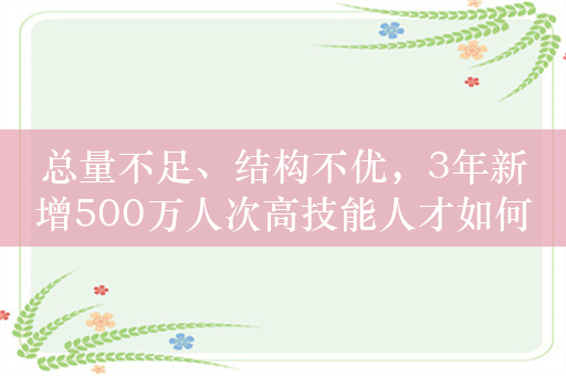 总量不足、结构不优，3年新增500万人次高技能人才如何实现