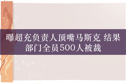 曝超充负责人顶嘴马斯克 结果部门全员500人被裁