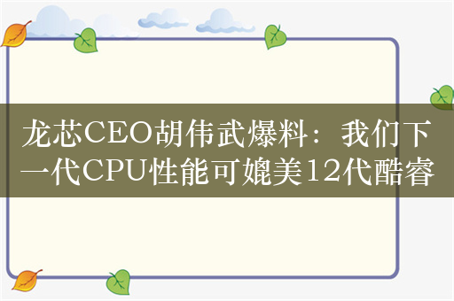 龙芯CEO胡伟武爆料：我们下一代CPU性能可媲美12代酷睿i5/i7