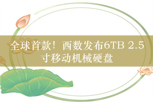 全球首款！西数发布6TB 2.5寸移动机械硬盘