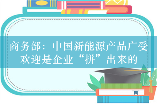 商务部：中国新能源产品广受欢迎是企业“拼”出来的