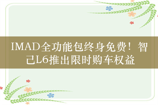 IMAD全功能包终身免费！智己L6推出限时购车权益