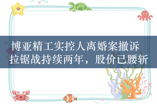 博亚精工实控人离婚案撤诉  拉锯战持续两年，股价已腰斩