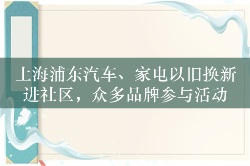 上海浦东汽车、家电以旧换新进社区，众多品牌参与活动
