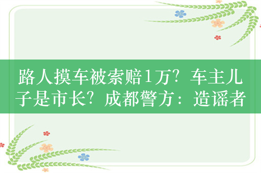 路人摸车被索赔1万？车主儿子是市长？成都警方：造谣者已被拘