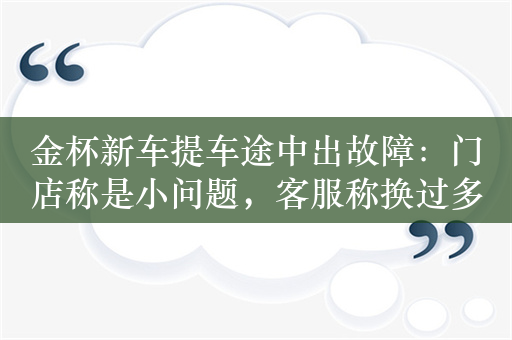 金杯新车提车途中出故障：门店称是小问题，客服称换过多个刹车零件